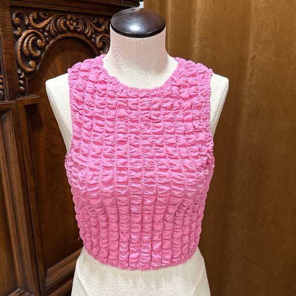 Princess Polly Vibrant Pink Textured Crop Top - Picture 1 of 4